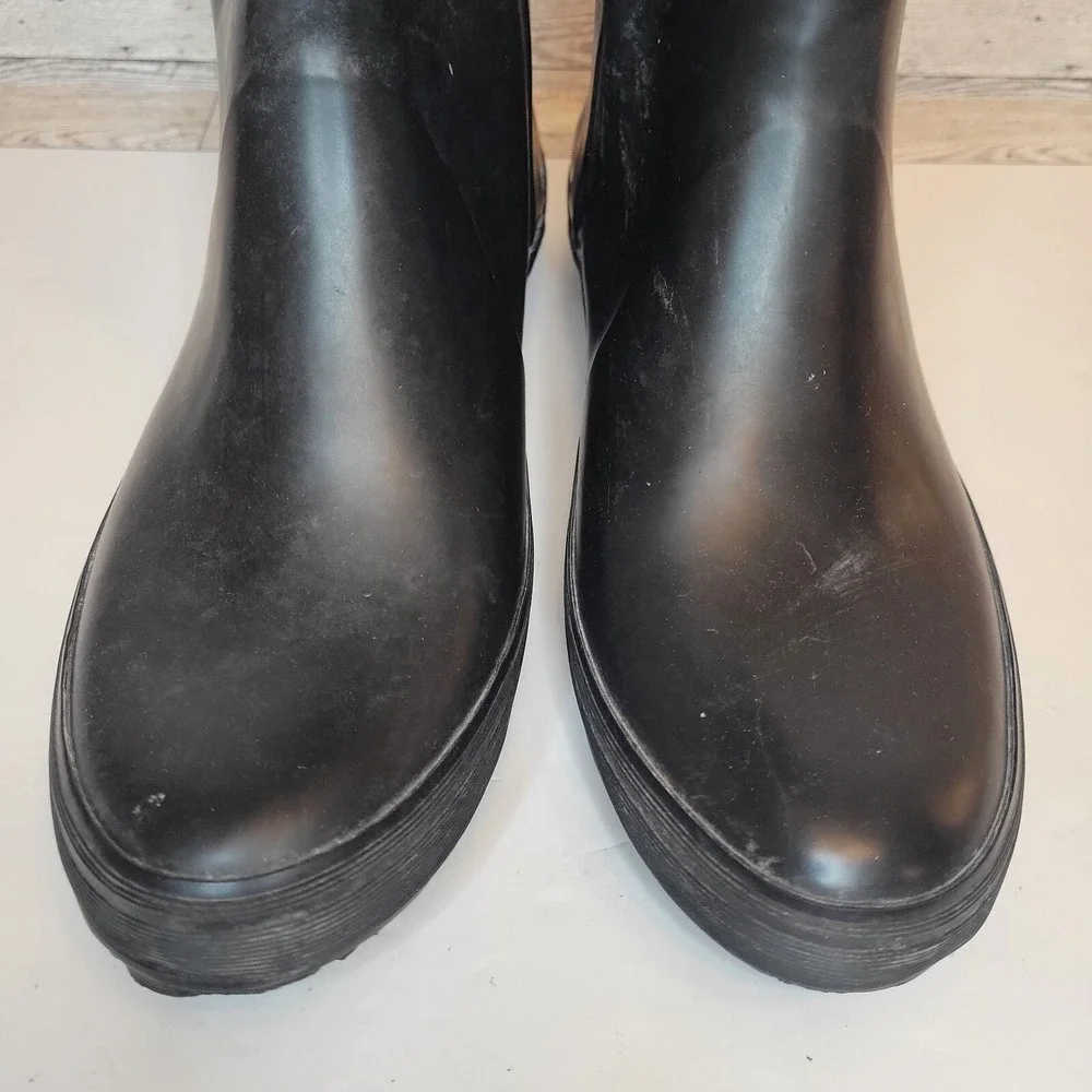 Coach Black Tall Rain Boots with Signature Logo
